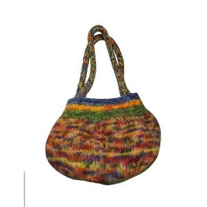 Colorful Crochet  Bag Knit Shoulder Festival Hippie Handmade Y2K Magnetic closur